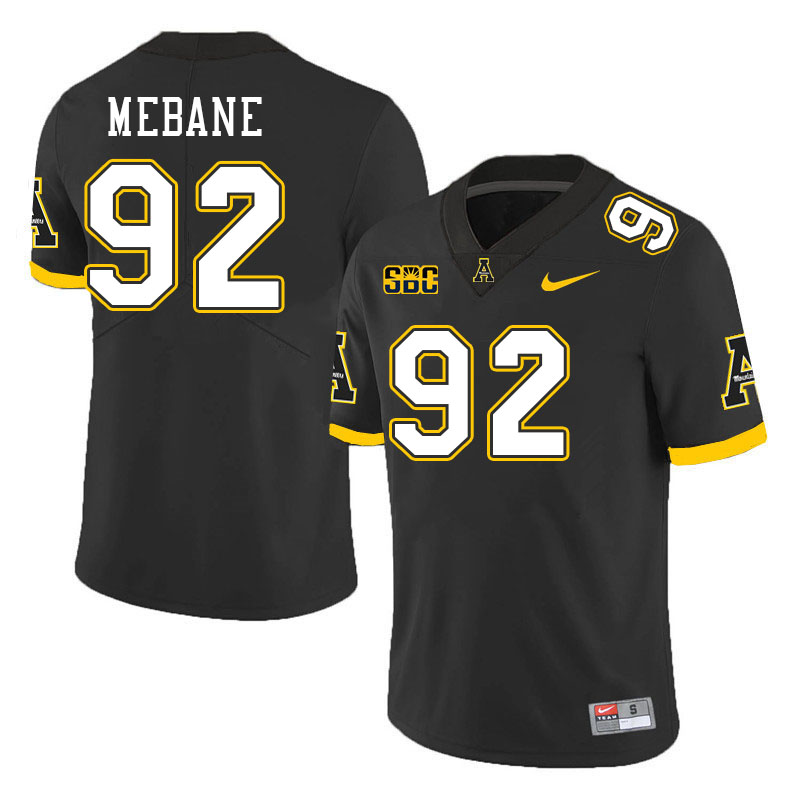 Men #92 AJ Mebane Appalachian State Mountaineers College Football Jerseys Stitched Sale-Black - Click Image to Close